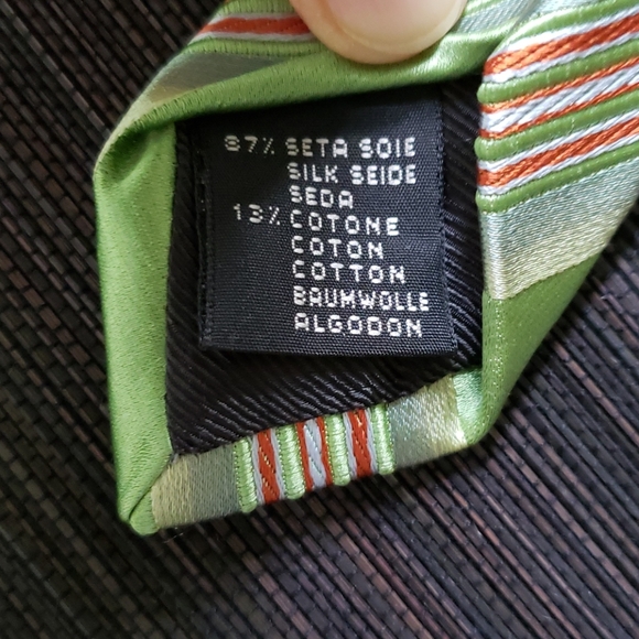 🔥HP🔥VTG Zegna silk tie, Italy, green/stripes - Picture 4 of 5